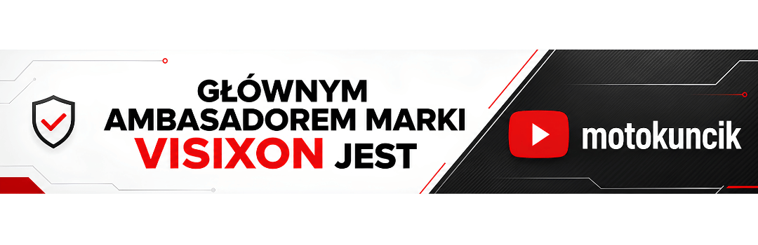 Baner informujący, że głównym ambasadorem marki VISIXON jest kanał Motokuncik