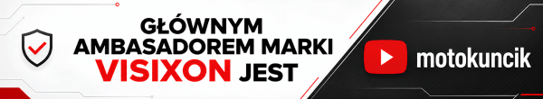 Baner informujący, że głównym ambasadorem marki VISIXON jest kanał Motokuncik